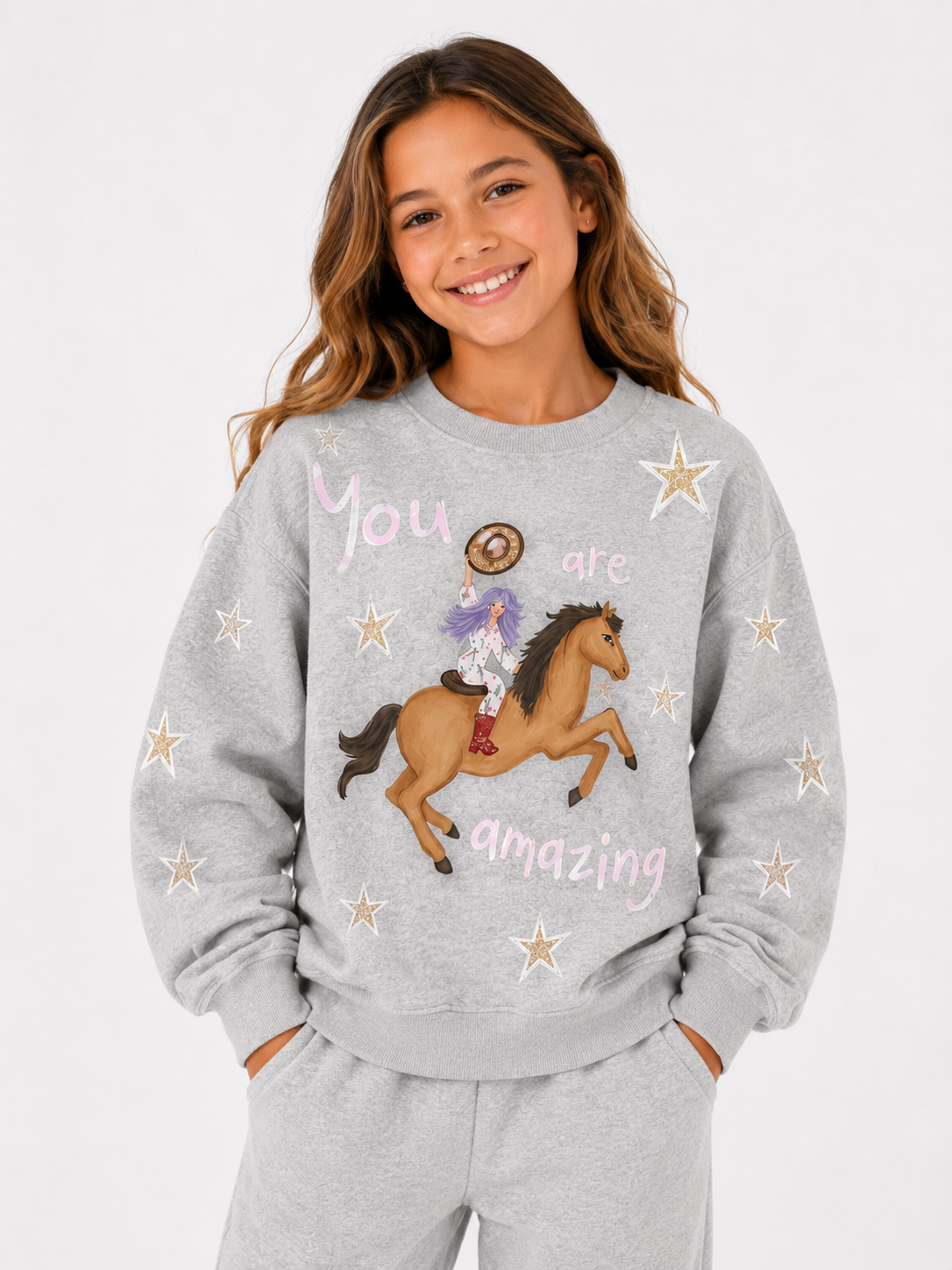 Kids matching Grey Jumper - unicorn magic