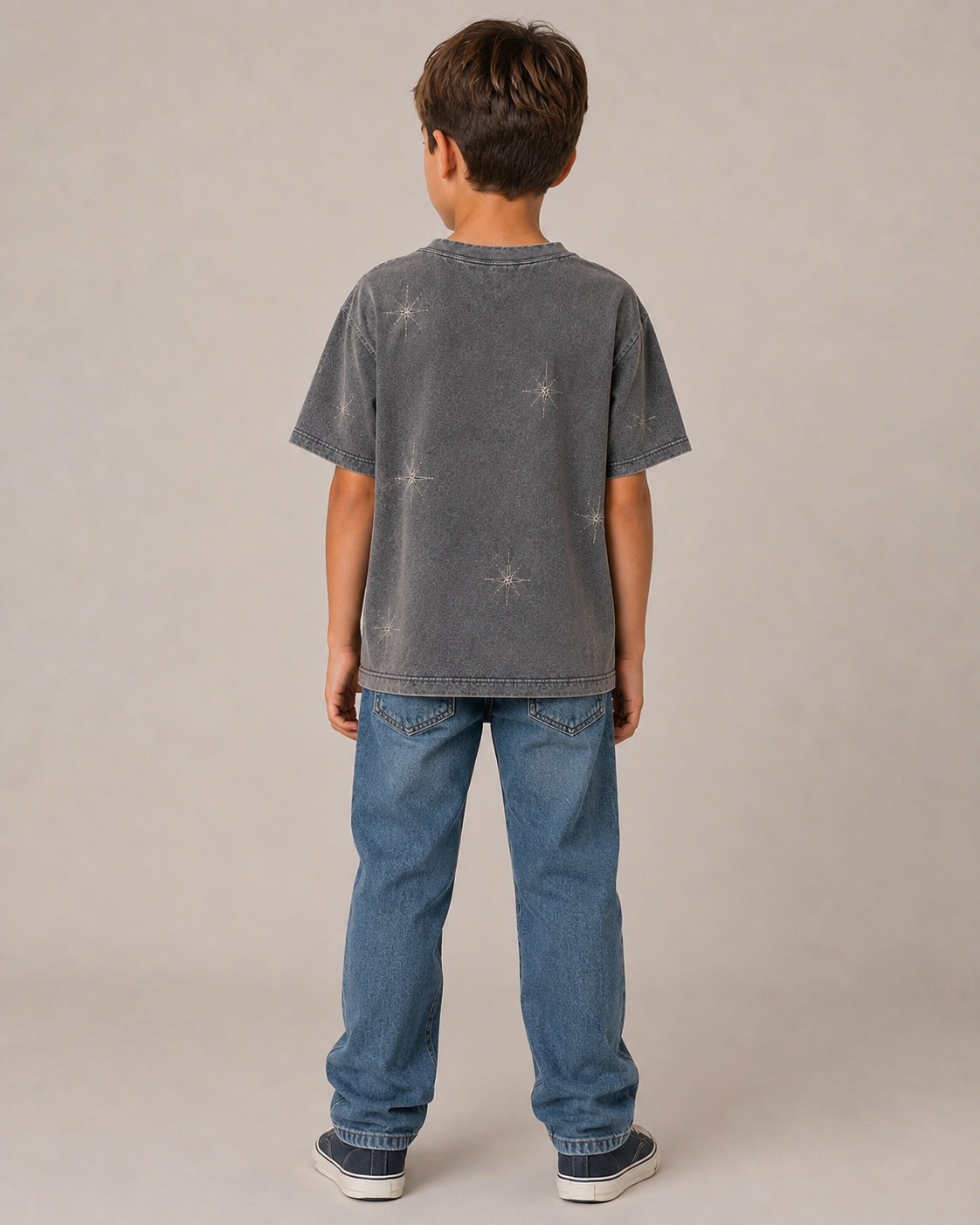 Junior CHASE THE STARS Grey Acid Wash Tee