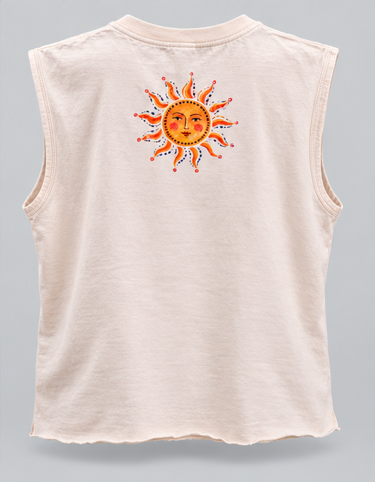 “A little wild” lemon beige muscle singlet