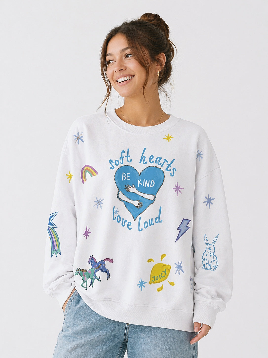 Soft Hearts White Jumper