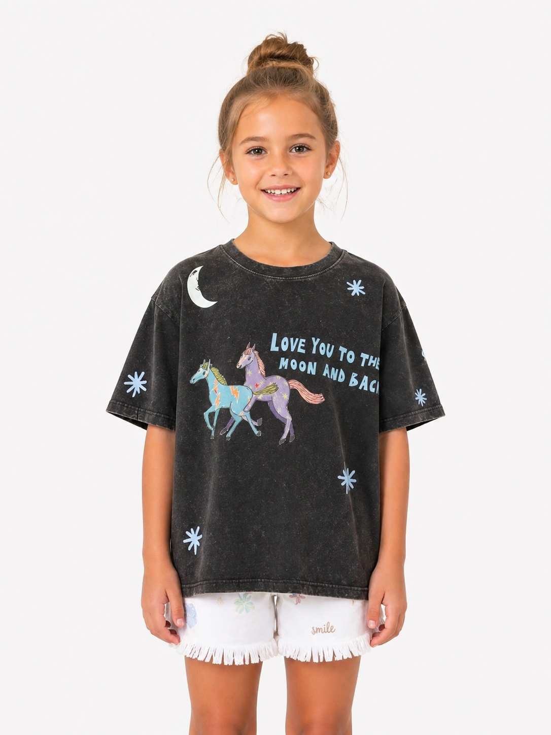 Junior Acid Wash Tee in Black