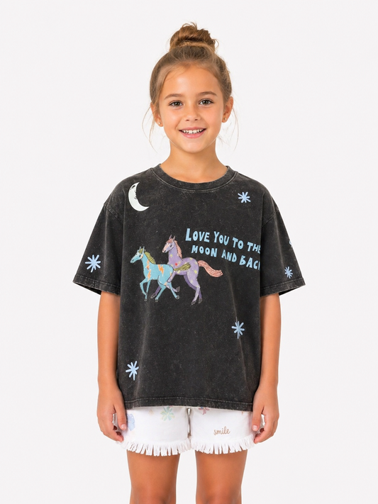 Junior Acid Wash Tee in Black