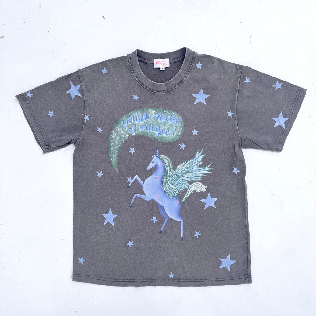 YOU’RE MADE OF MAGIC Acid Wash Grey Tee
