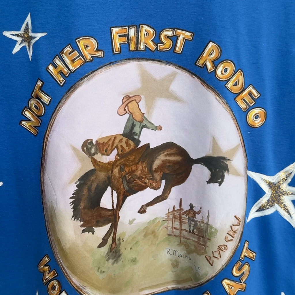 NOT HER FIRST RODEO Oversized Blue Tee
