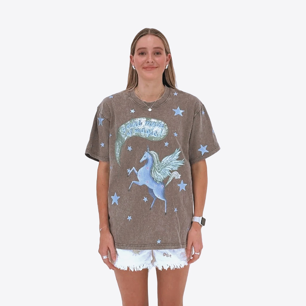 YOU’RE MADE OF MAGIC Acid Wash Grey Tee