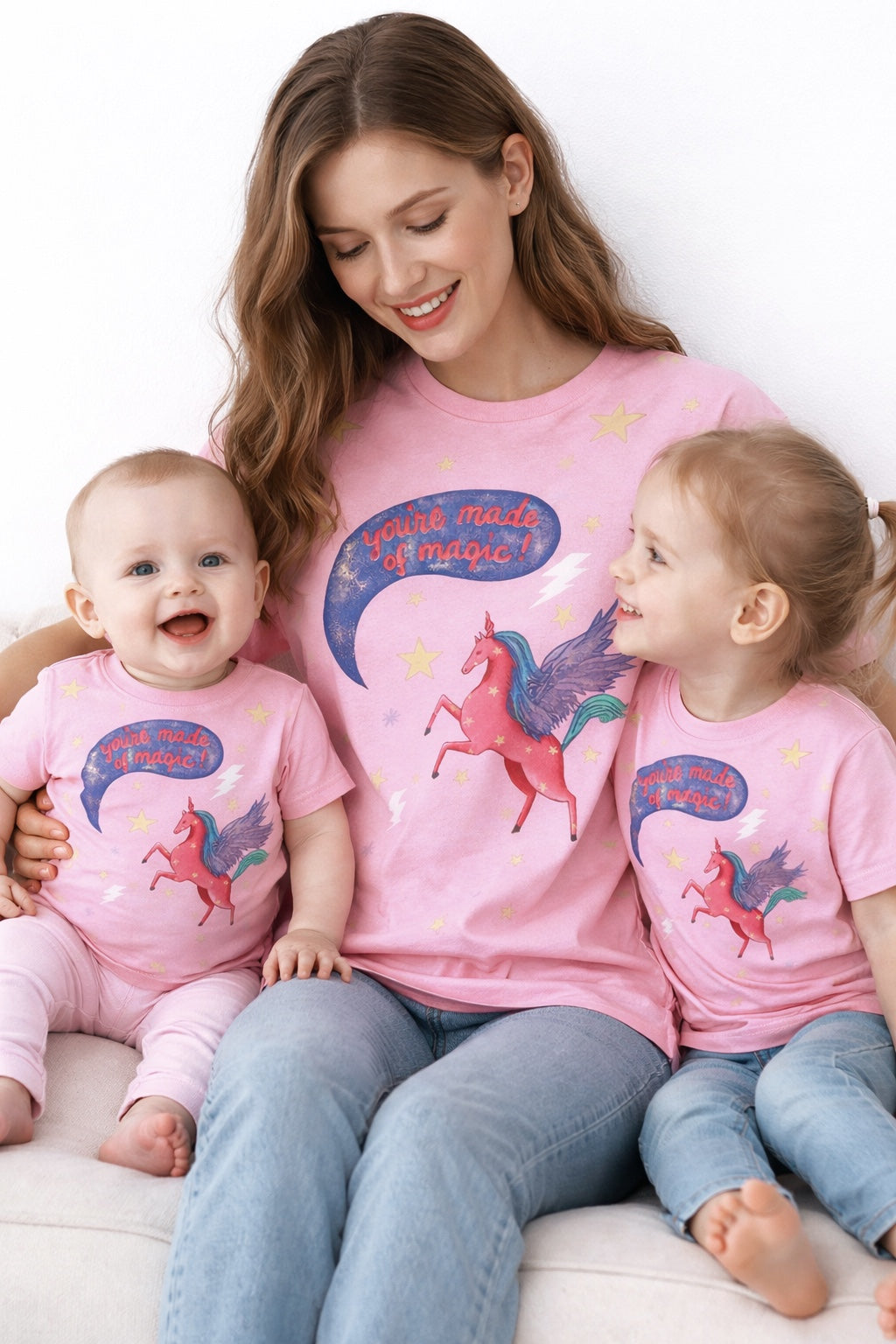 Bubs “Made of Magic” Unicorn Tee in Light Pink