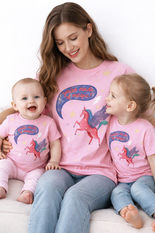Bubs “Made of Magic” Unicorn Tee in Light Pink