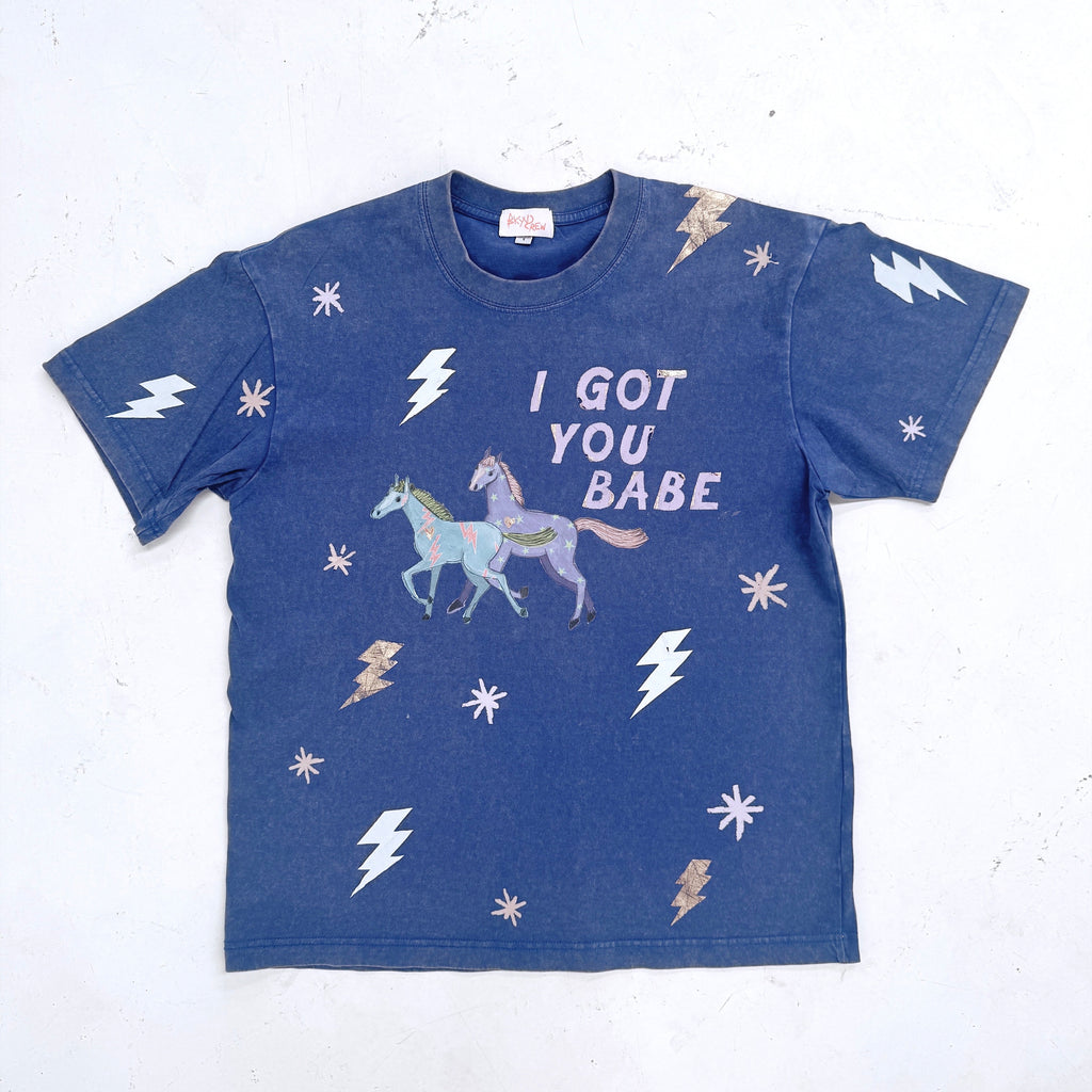 I GOT YOU Acid Wash Blue Tee