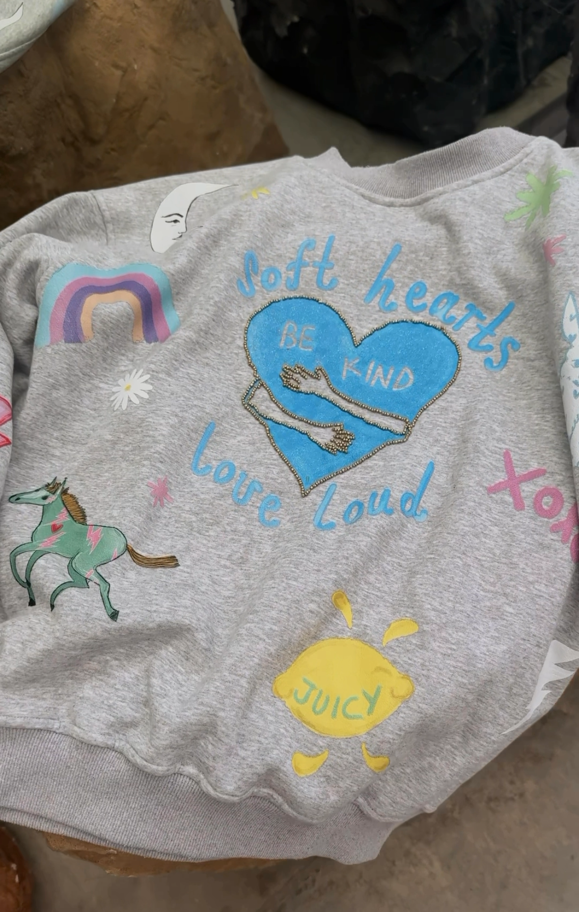 Soft Hearts Blue + Grey Jumper