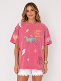I GOT YOU BABE Pink Acid Wash Tee