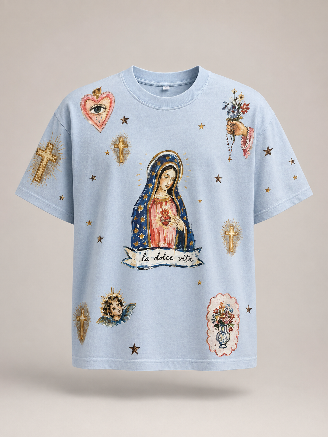 La Dolce Vita Light Blue Acid Wash Tee