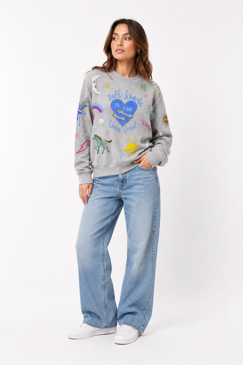 Soft Hearts Blue + Grey Jumper