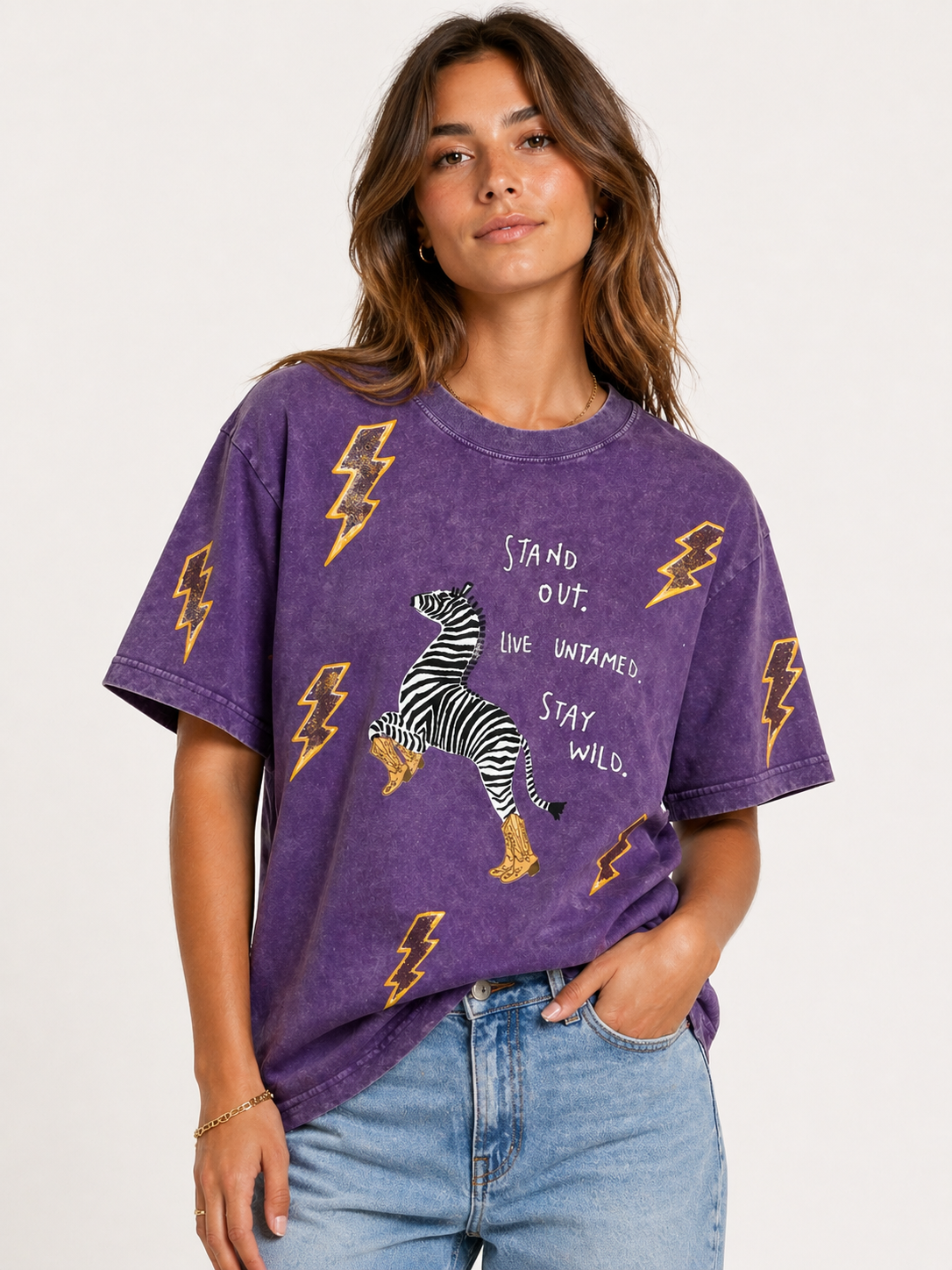 UNTAMED Acid Wash Purple Tee