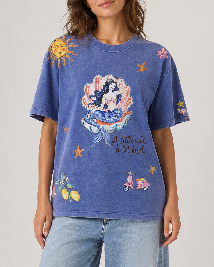 A little Wild Blue Acid Wash Tee