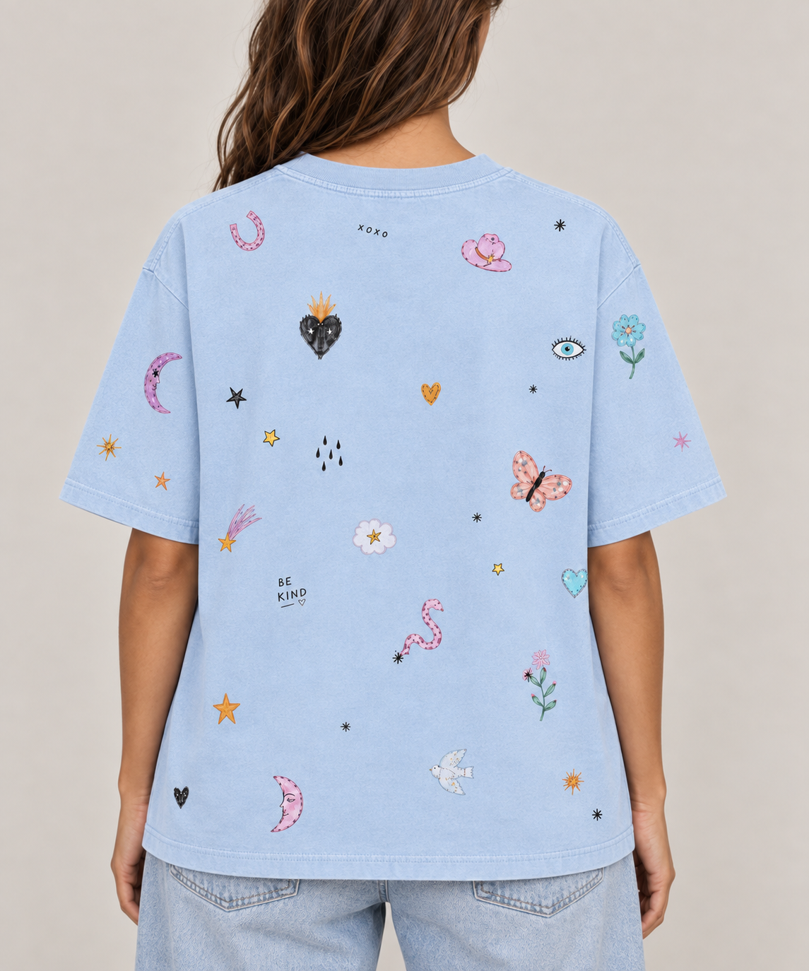 Kindness Light Blue Acid Wash Tee