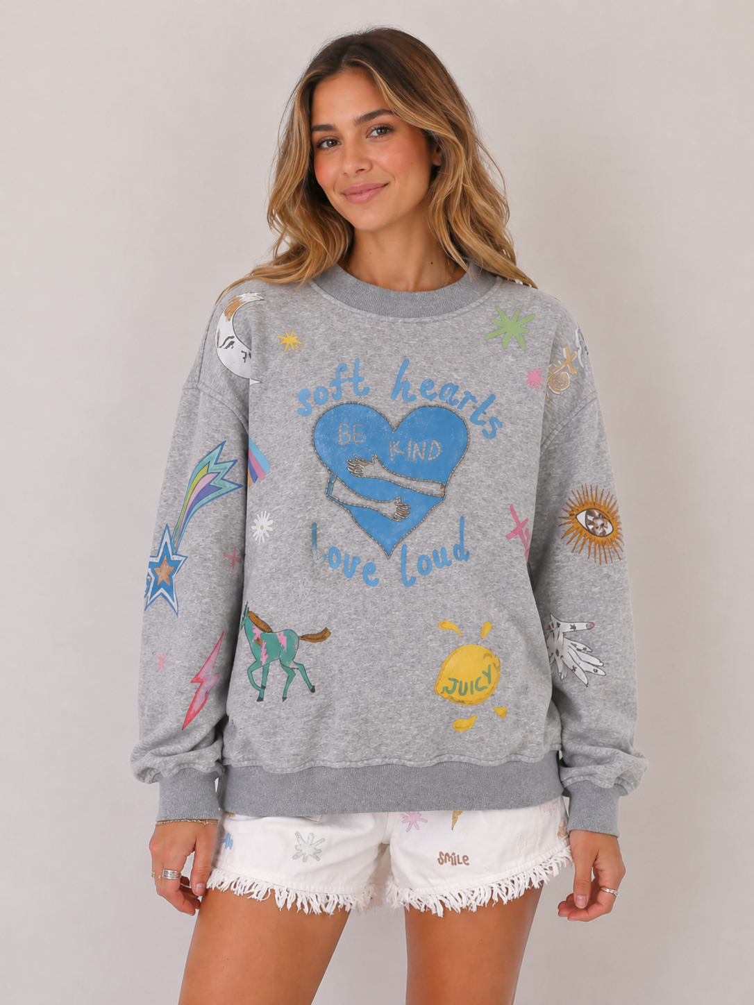 Soft Hearts Blue + Grey Jumper