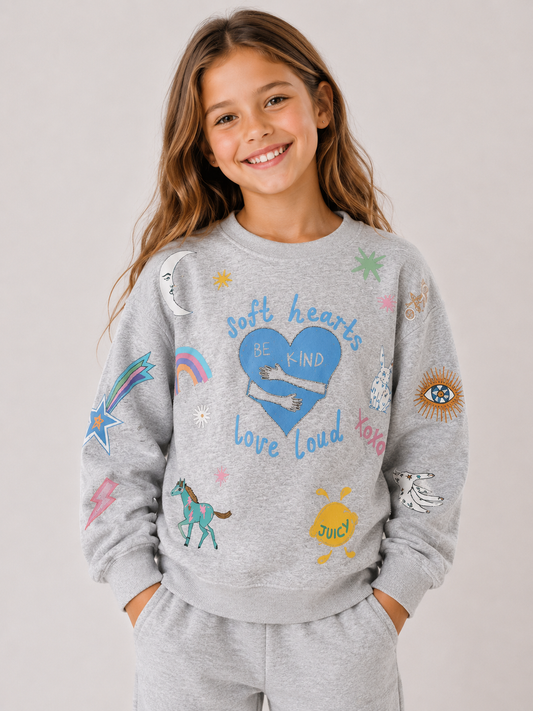 Kids matching Grey Jumper - blue