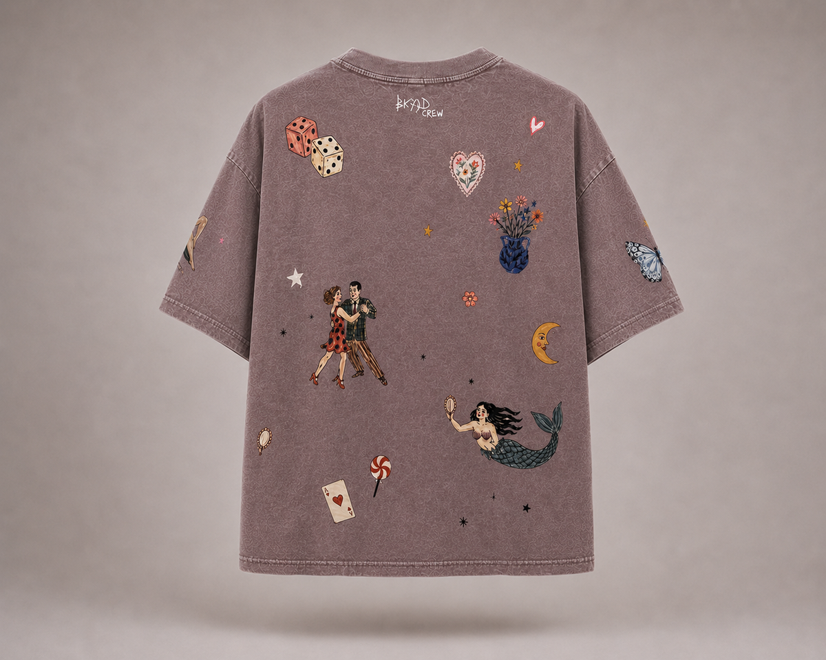 Stay a little Strange brown Acid Wash Tee