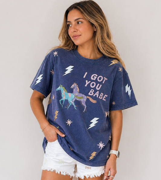 I GOT YOU Acid Wash Tee
