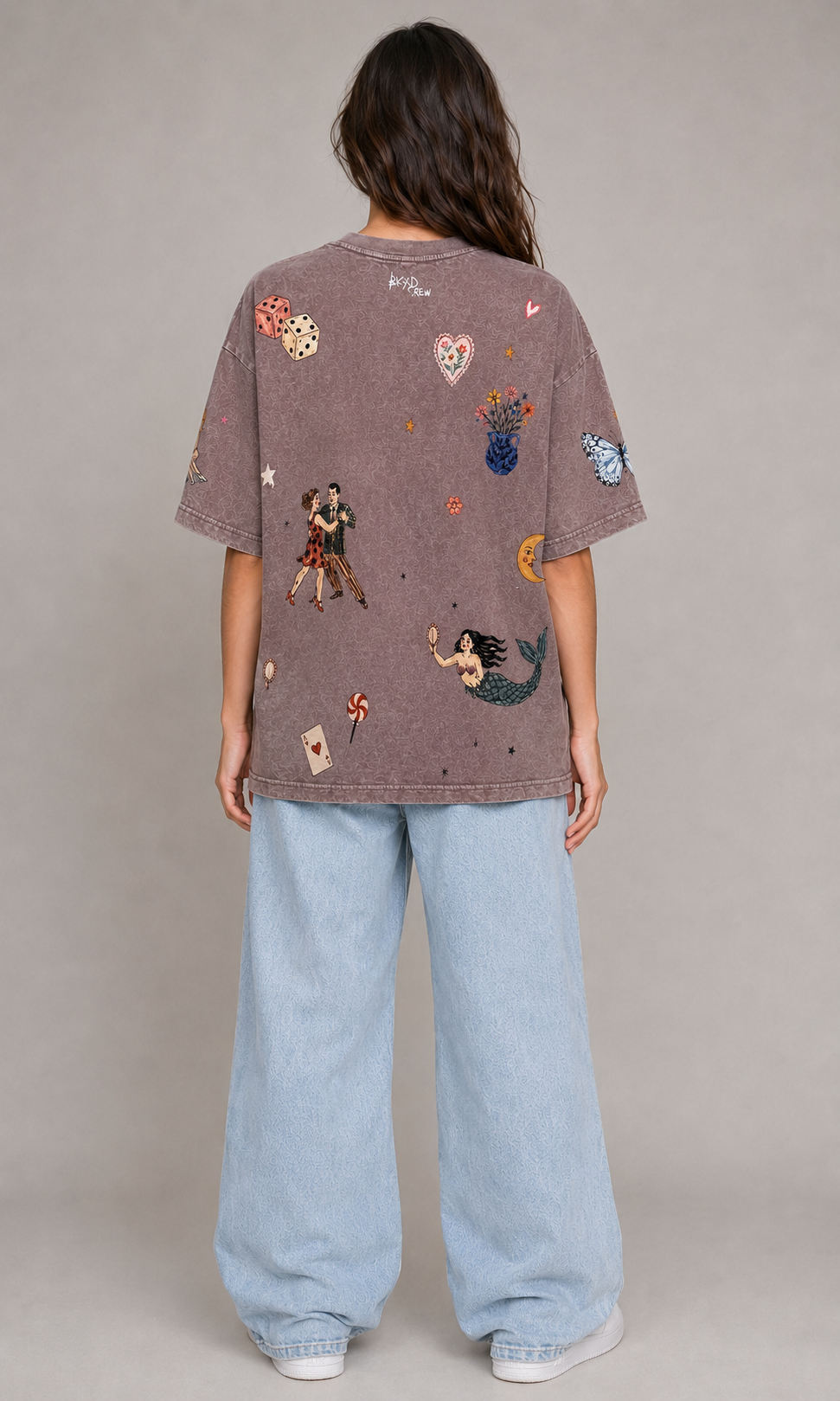 Stay a little Strange brown Acid Wash Tee