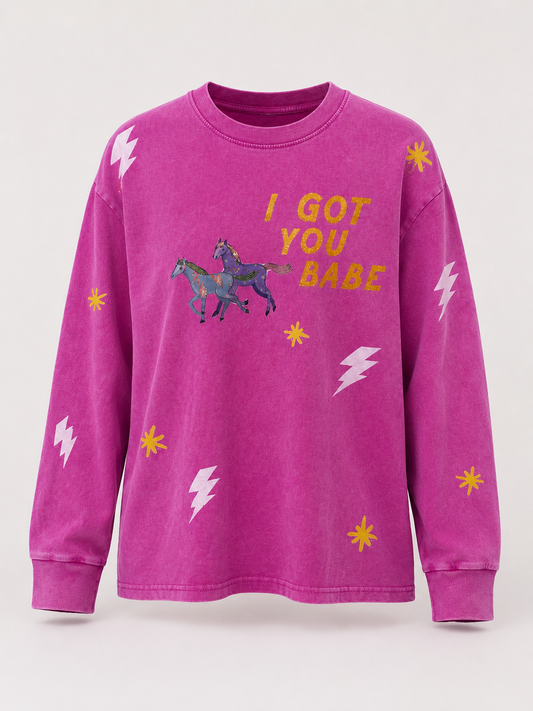 I Got You Babe Acid Wash long sleeve Tee