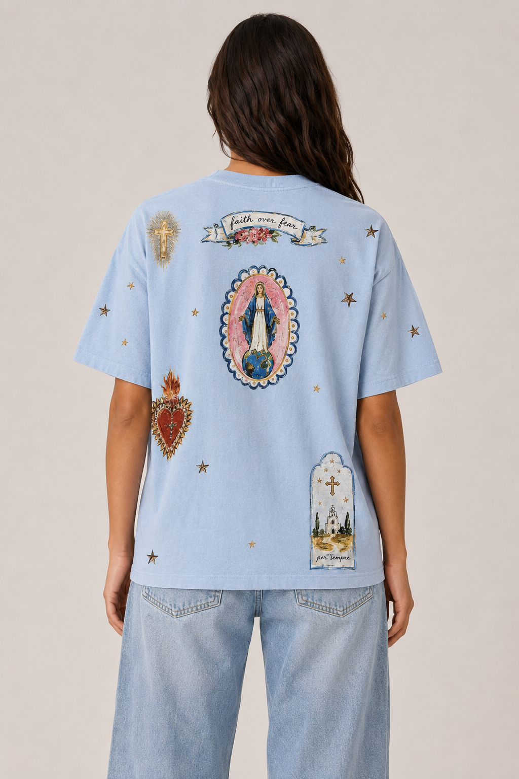 La Dolce Vita Light Blue Acid Wash Tee