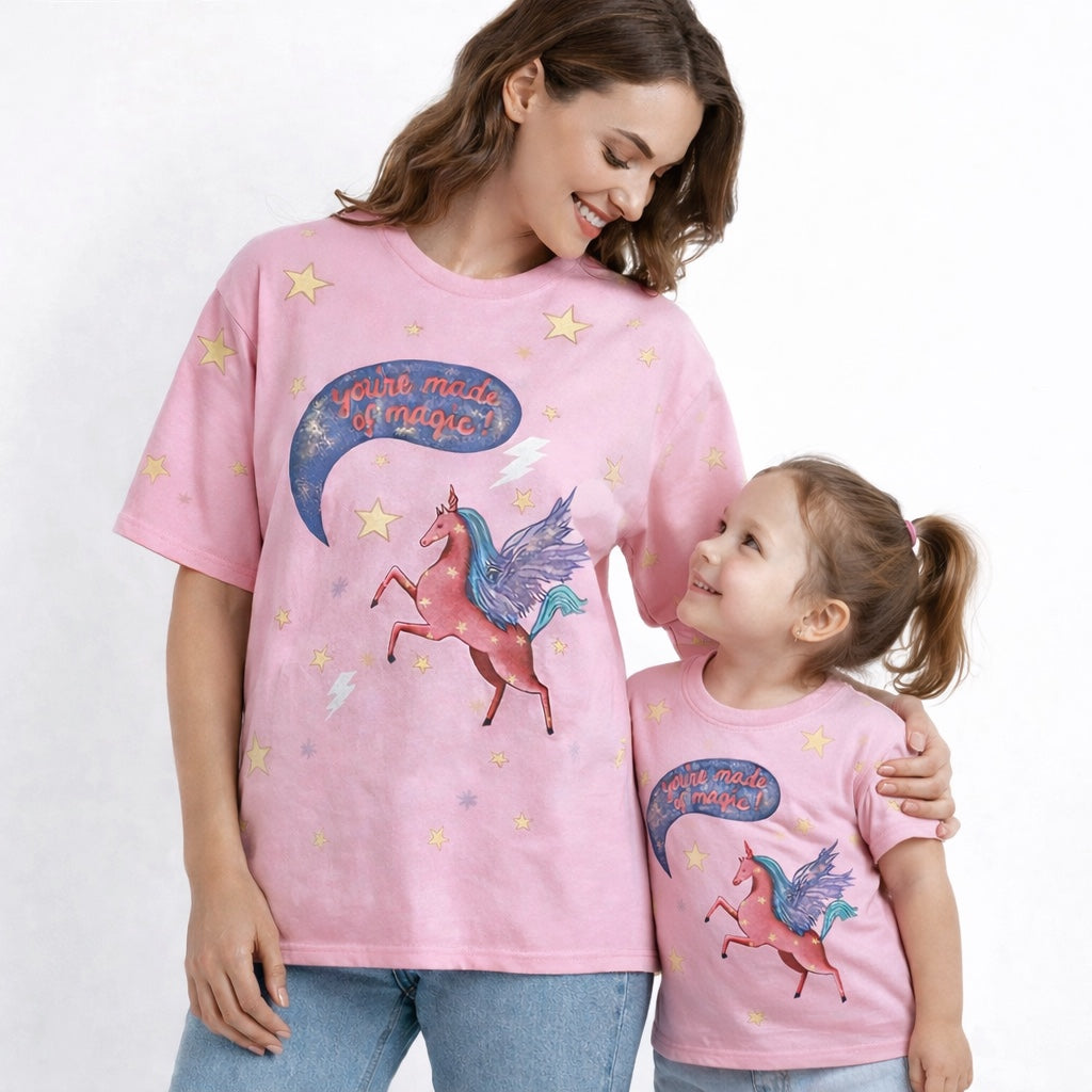 Bubs “Made of Magic” Unicorn Tee in Light Pink