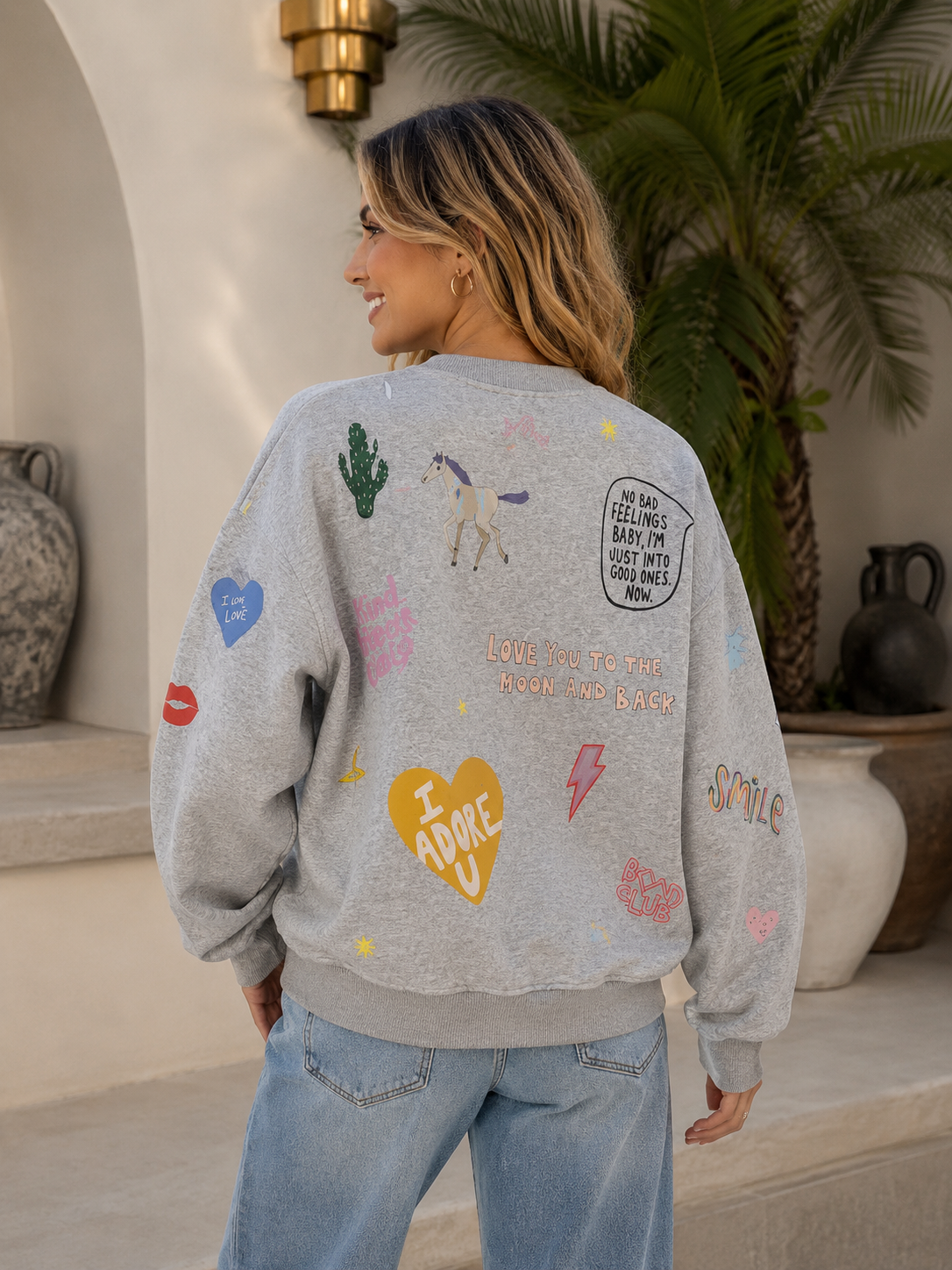 Soft Hearts Blue + Grey Jumper