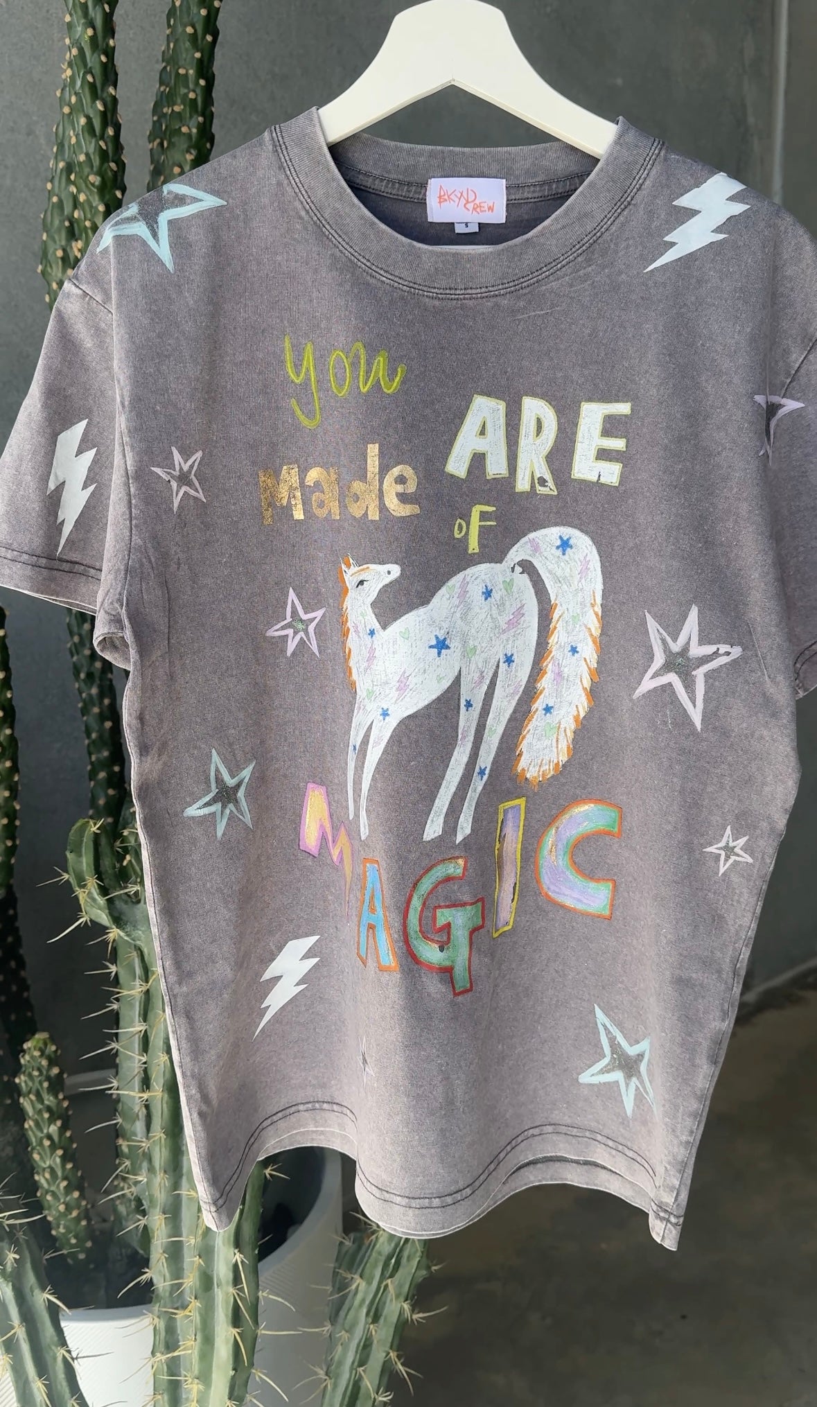 YOU ARE MADE OF MAGIC Acid Wash Grey Tee