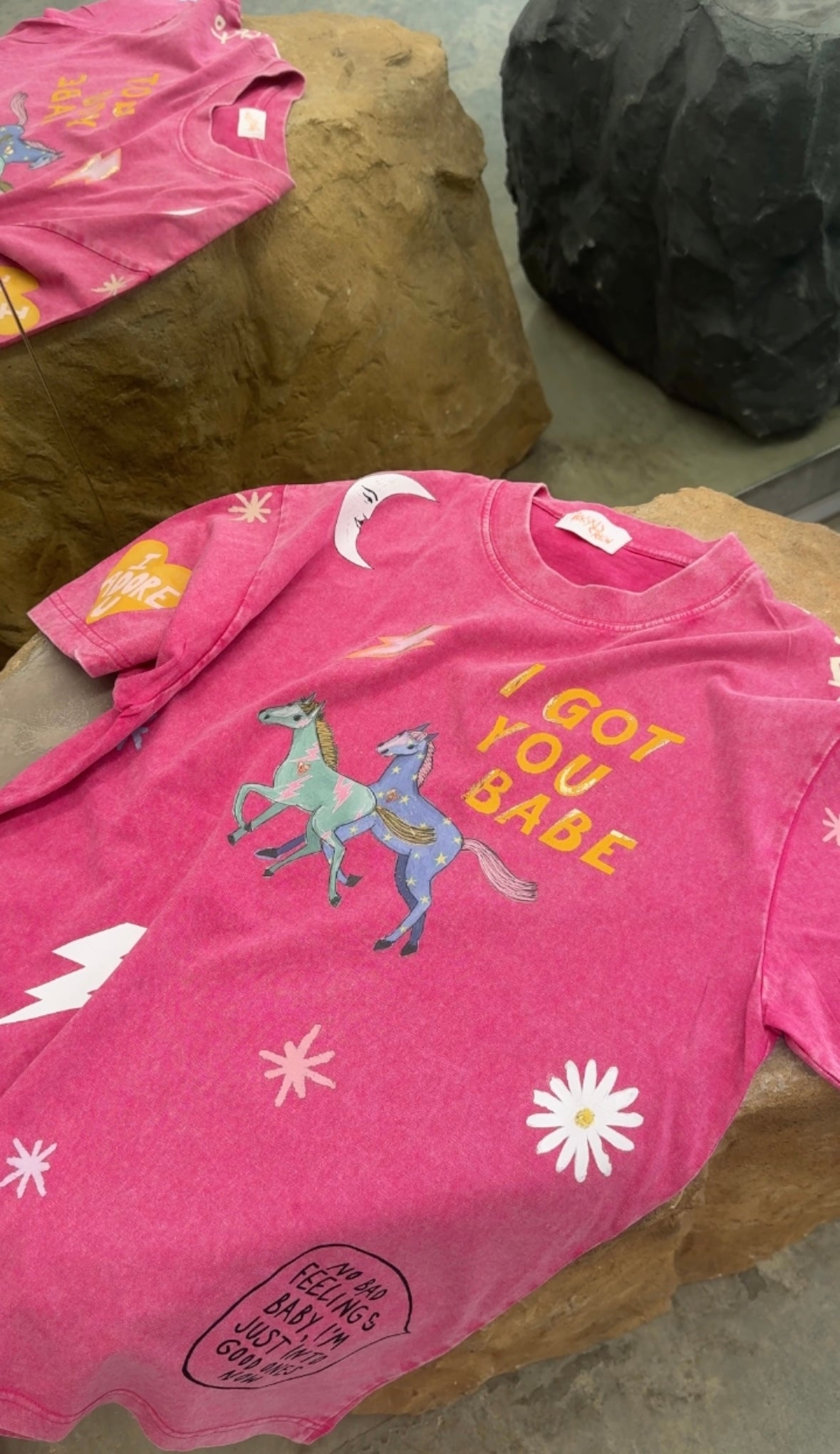 I GOT YOU BABE Pink Acid Wash Tee