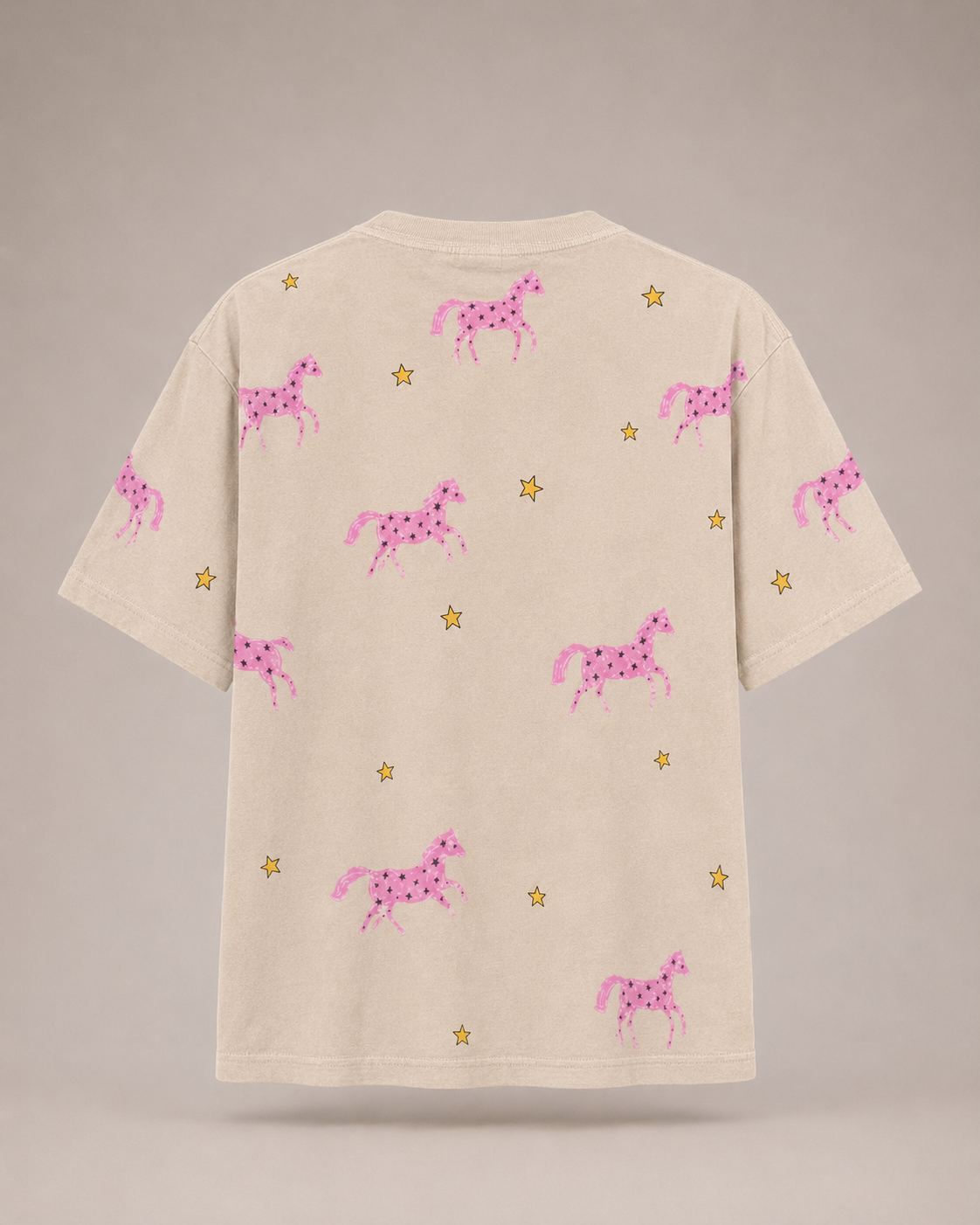 Just horsing around Beige Acid Wash Tee