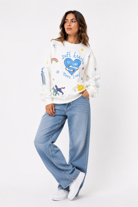 Soft Hearts White Jumper