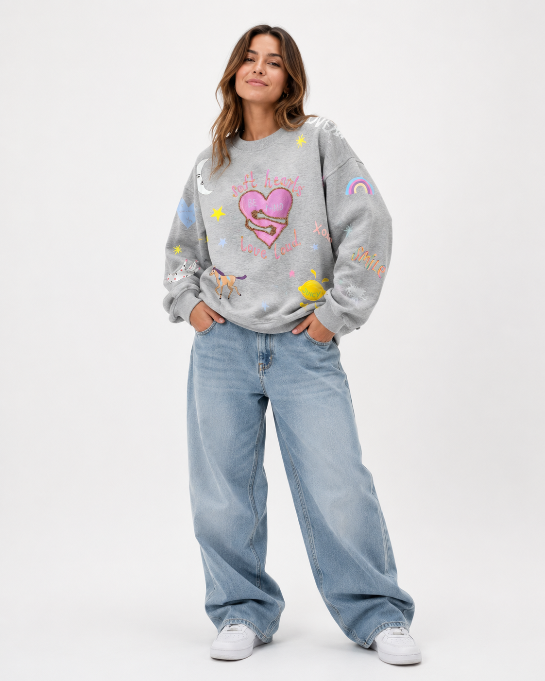 Soft Hearts Purple + Grey Jumper