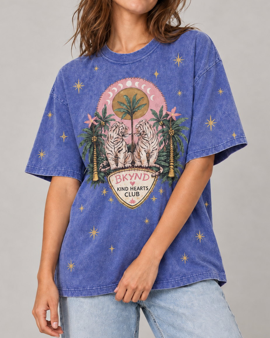 BKynd Club Blue Acid Wash Tee