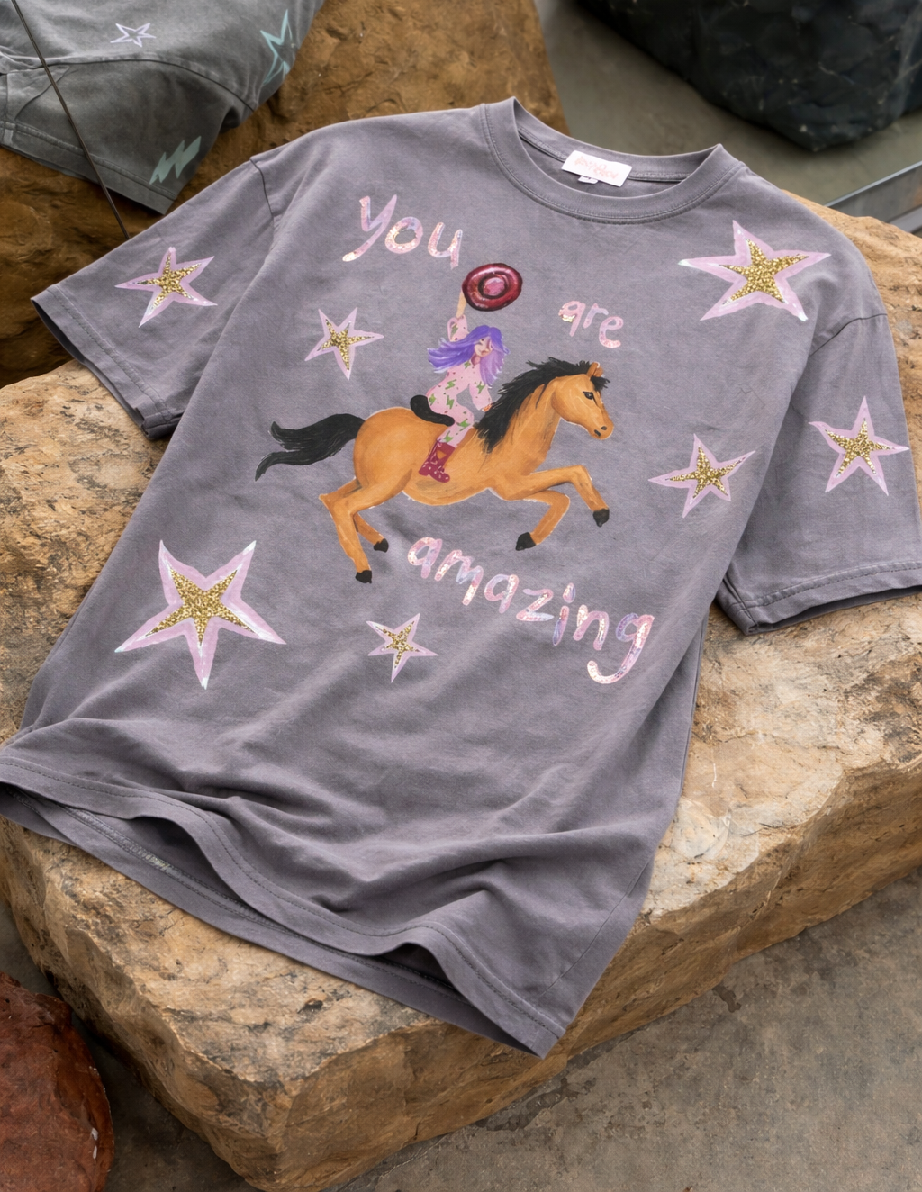YOU ARE AMAZING Light grey oversized Tee
