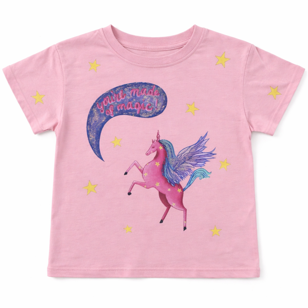 Bubs “Made of Magic” Unicorn Tee in Light Pink