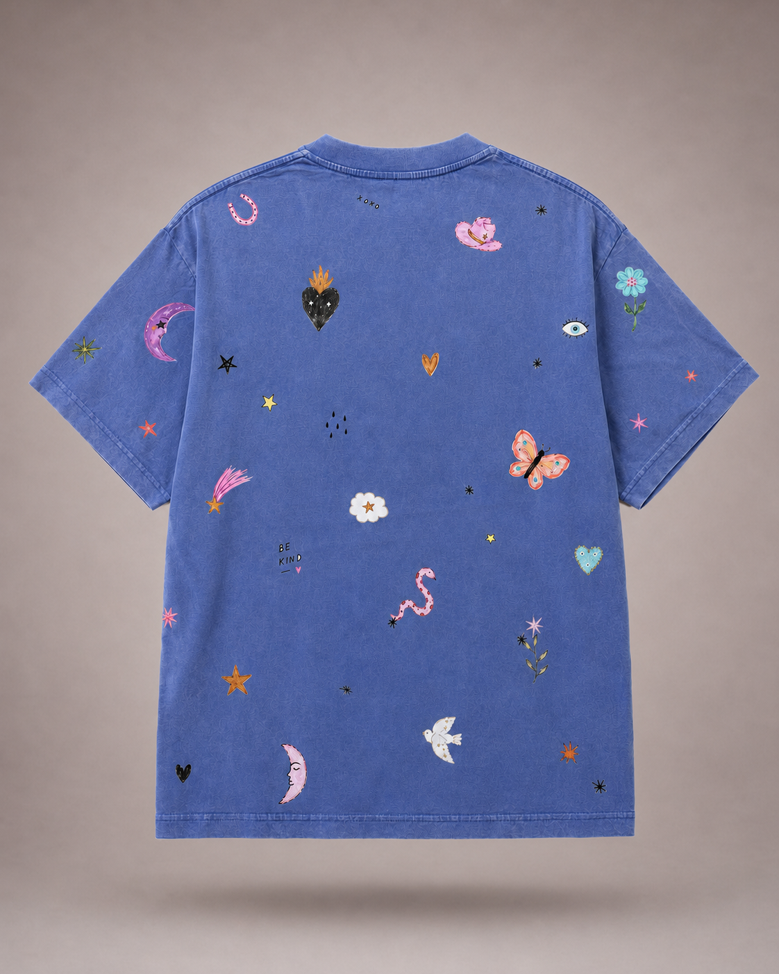 Kind Hearts Blue Acid Wash Tee