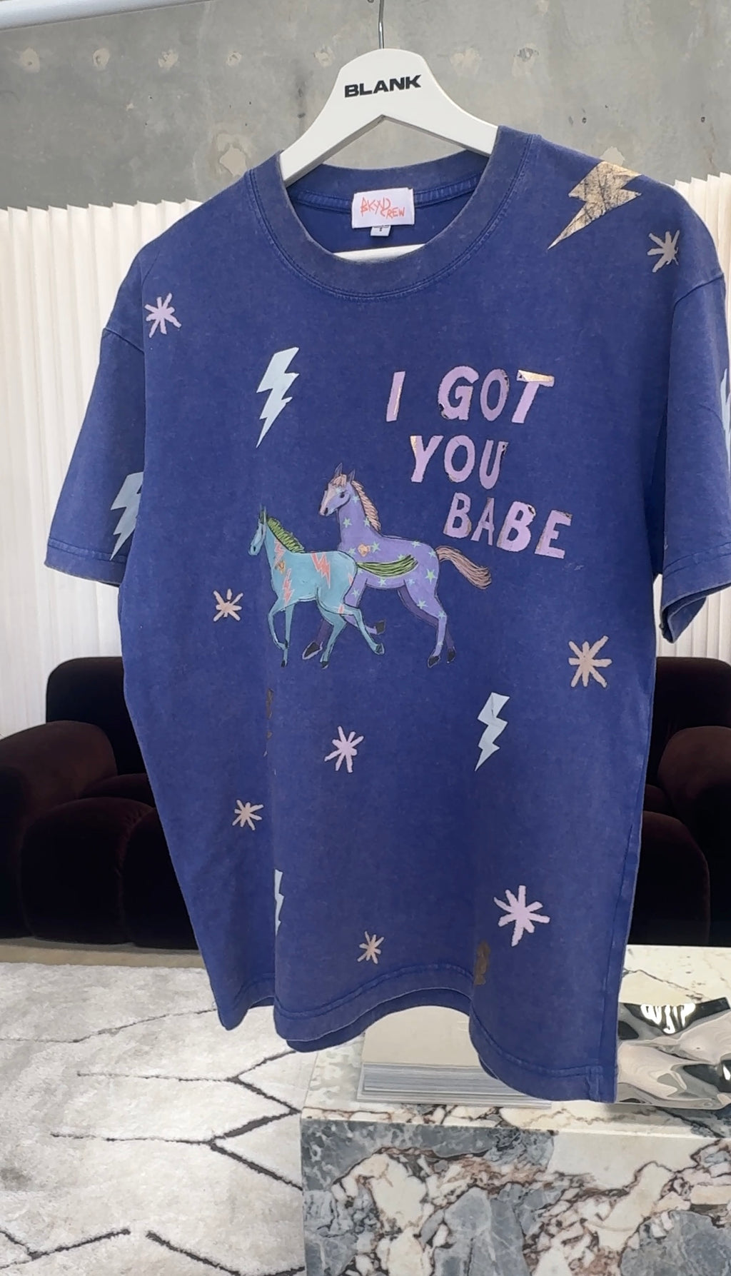 I GOT YOU Acid Wash Blue Tee