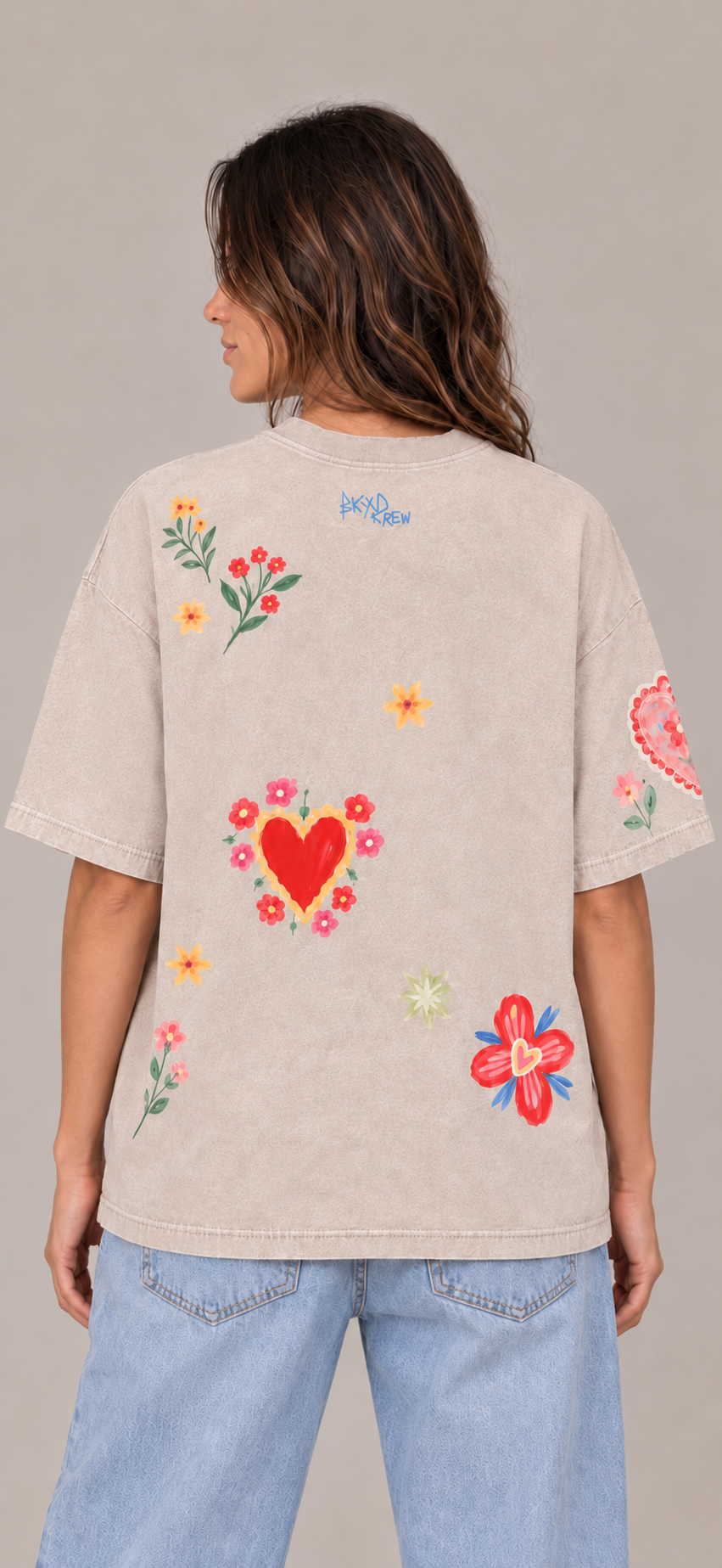 Stay in Your Magic Beige Acid Wash Tee
