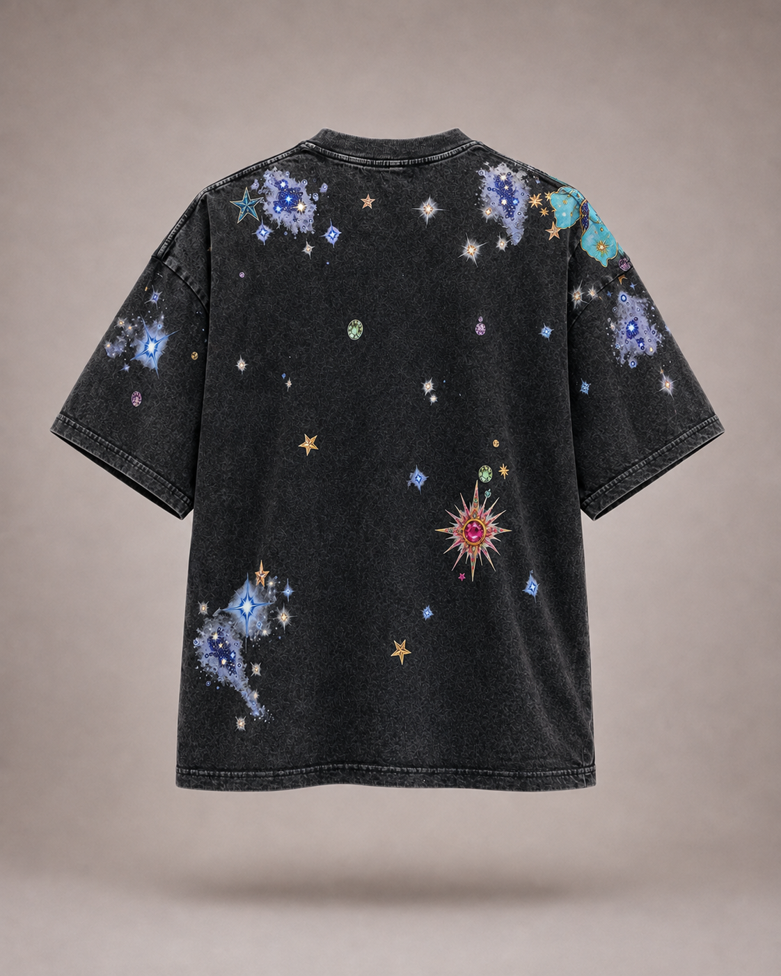 Dream Beyond the Stars black Acid Wash Tee