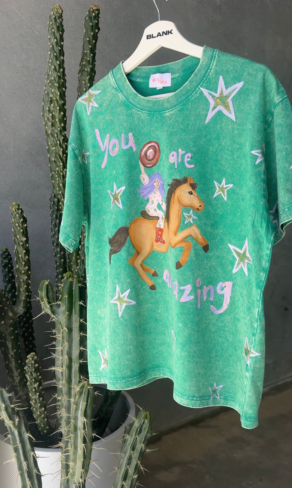 YOU ARE AMAZING Acid Wash Green Tee