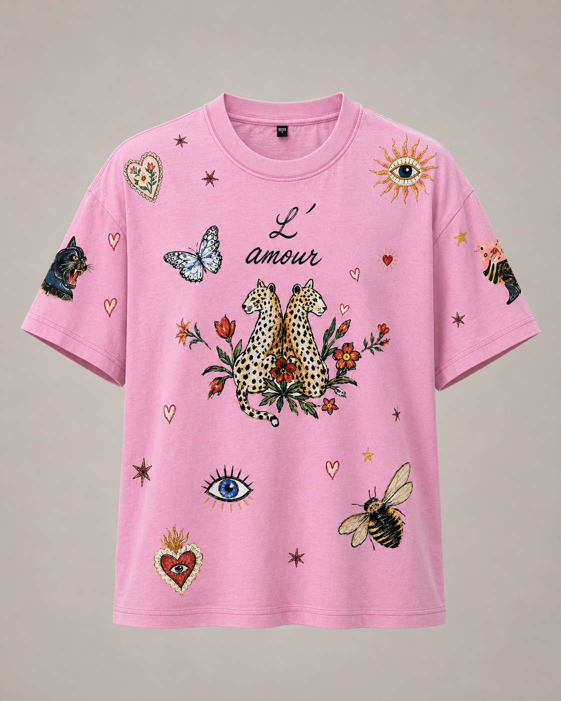 L’amour Pink Acid Wash Tee