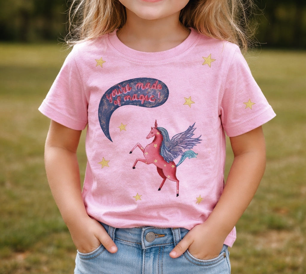 Bubs “Made of Magic” Unicorn Tee in Light Pink