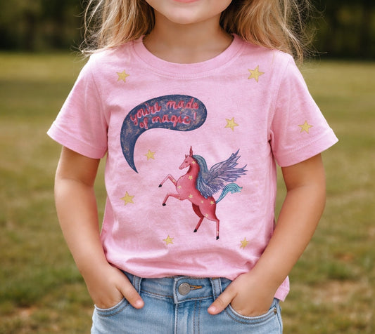 Bubs “Made of Magic” Unicorn Tee in Light Pink