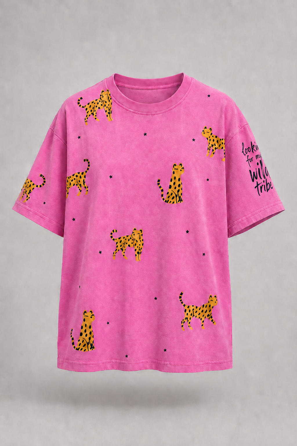 Wild Tribe Hot Pink Acid Wash Tee