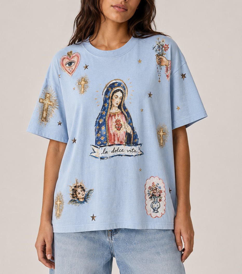 La Dolce Vita Light Blue Acid Wash Tee