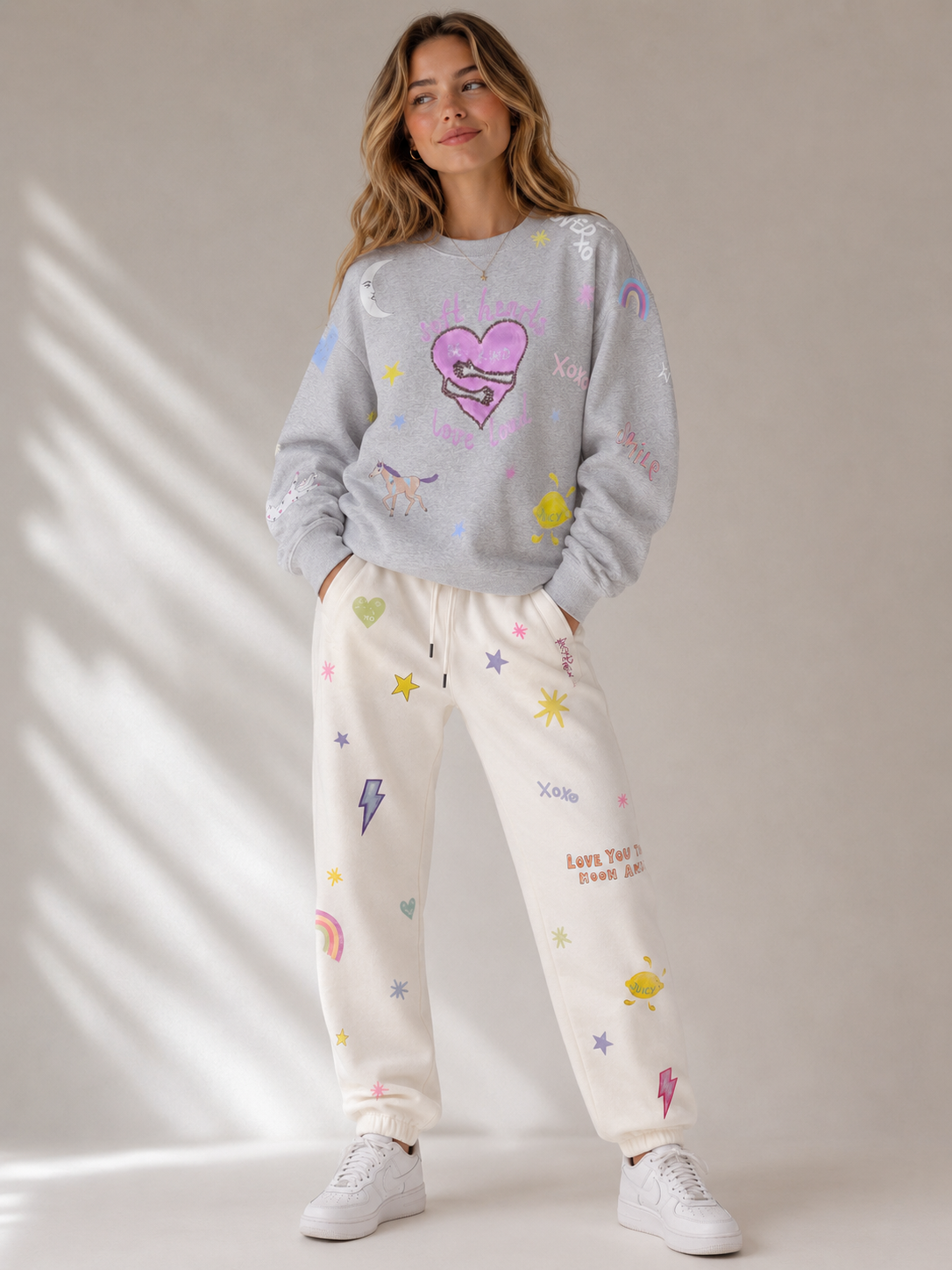 Soft Hearts Purple + Grey Jumper