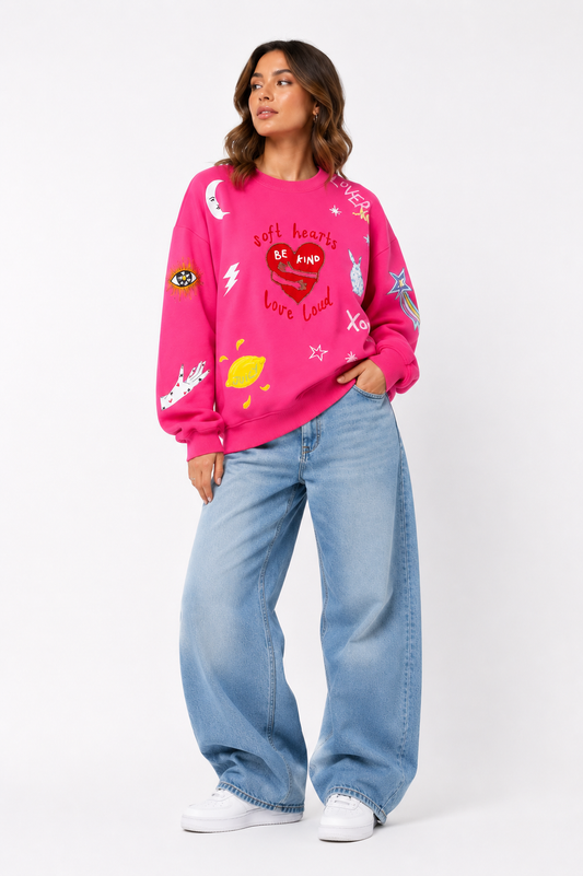 Soft Hearts Pink Jumper