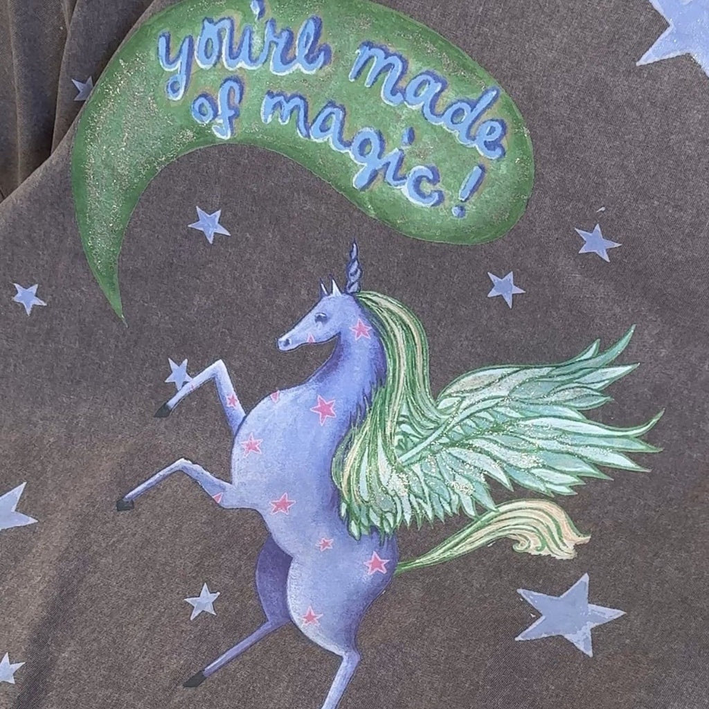 YOU’RE MADE OF MAGIC Acid Wash Grey Tee