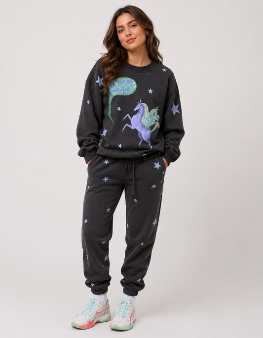 Stars Dark Grey Trackies ⚡️
